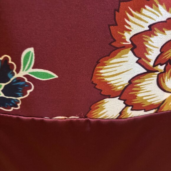 Vintage Liz Claiborne Floral V-Neck Burgundy High Waisted Work Cocktail Dress - Picture 5 of 9